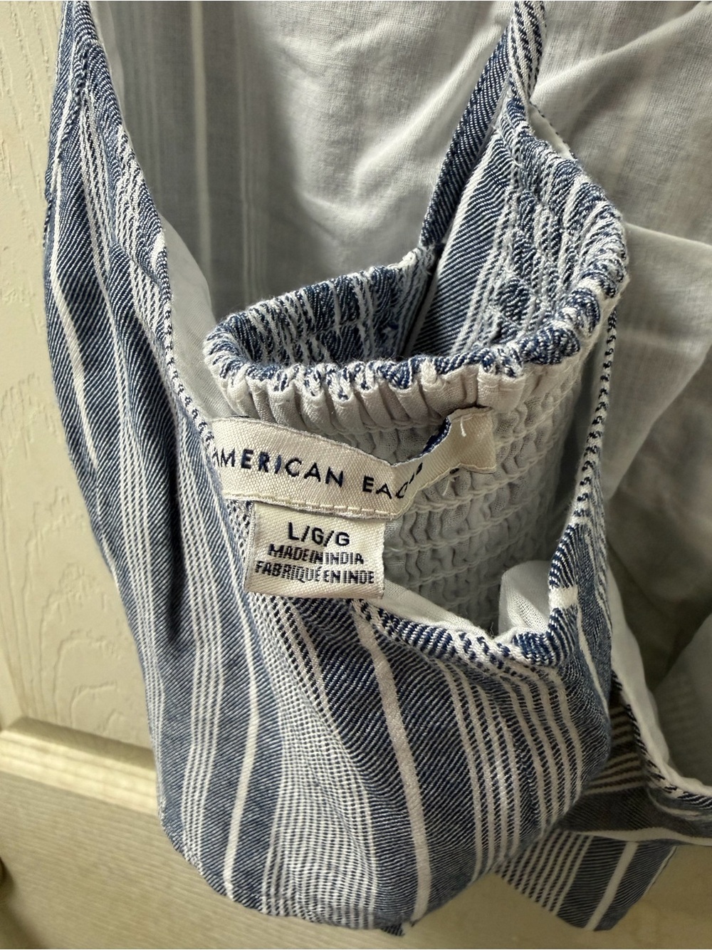 💙 AE Blue & White Striped Crop Cami Top - Picture 2 of 3